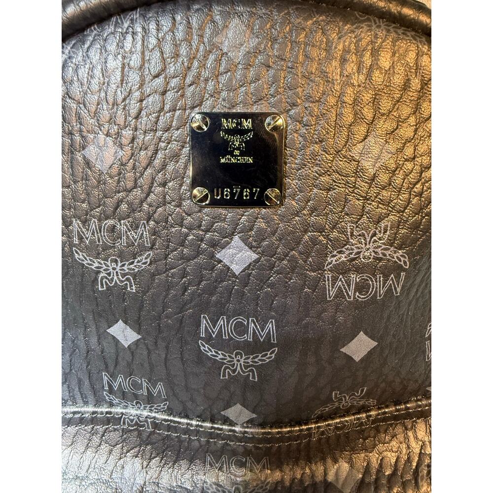 MCM Black Visetos Stark Small Backpack Silver Studded Luxury Bag - Picture 2 of 16